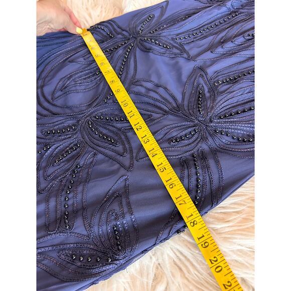 JS Collections Women's‎ Pearl Beaded Soutache Column Gown Formal Blue Size 10 - Picture 15 of 16